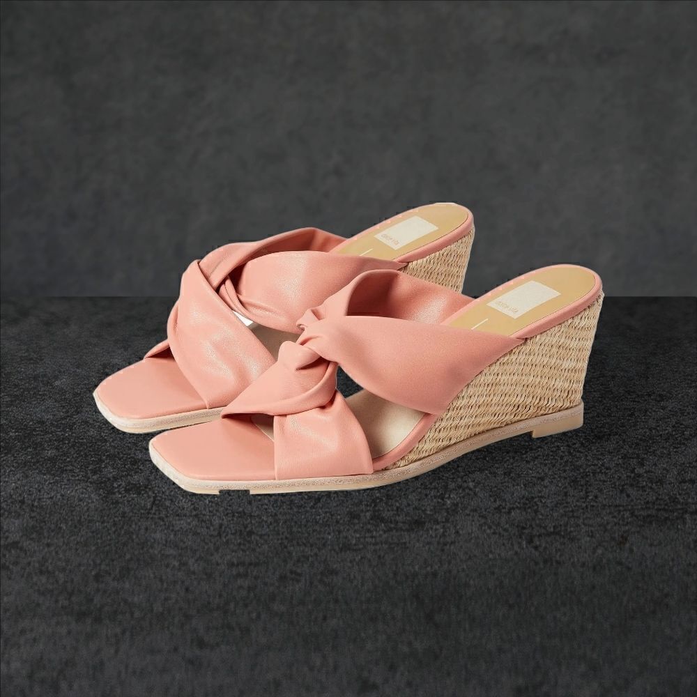 NIB DOLCE VITA Ninna Knotted Wedge Sandals Coral